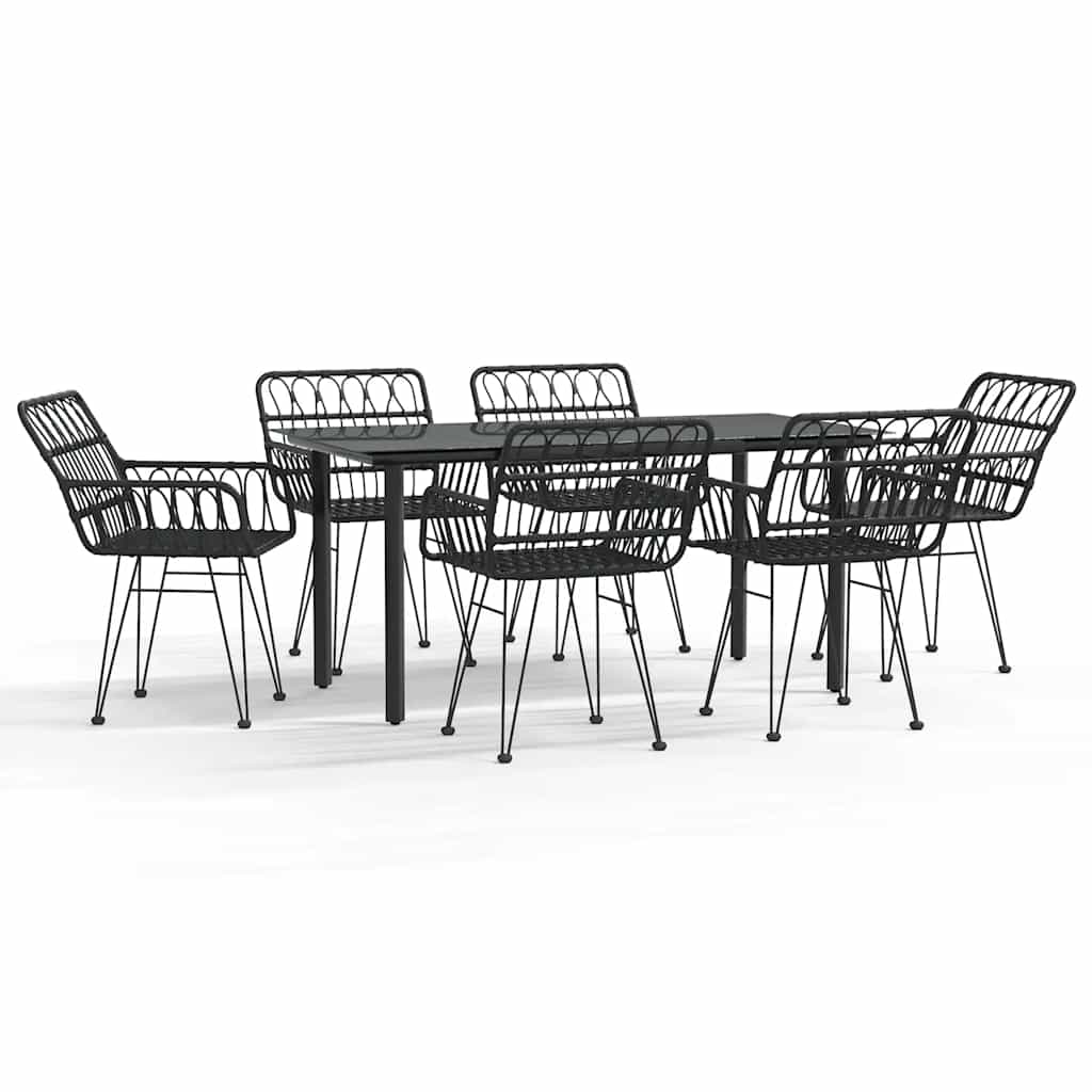 Garden Dining Set Black Steel Large Seats Many