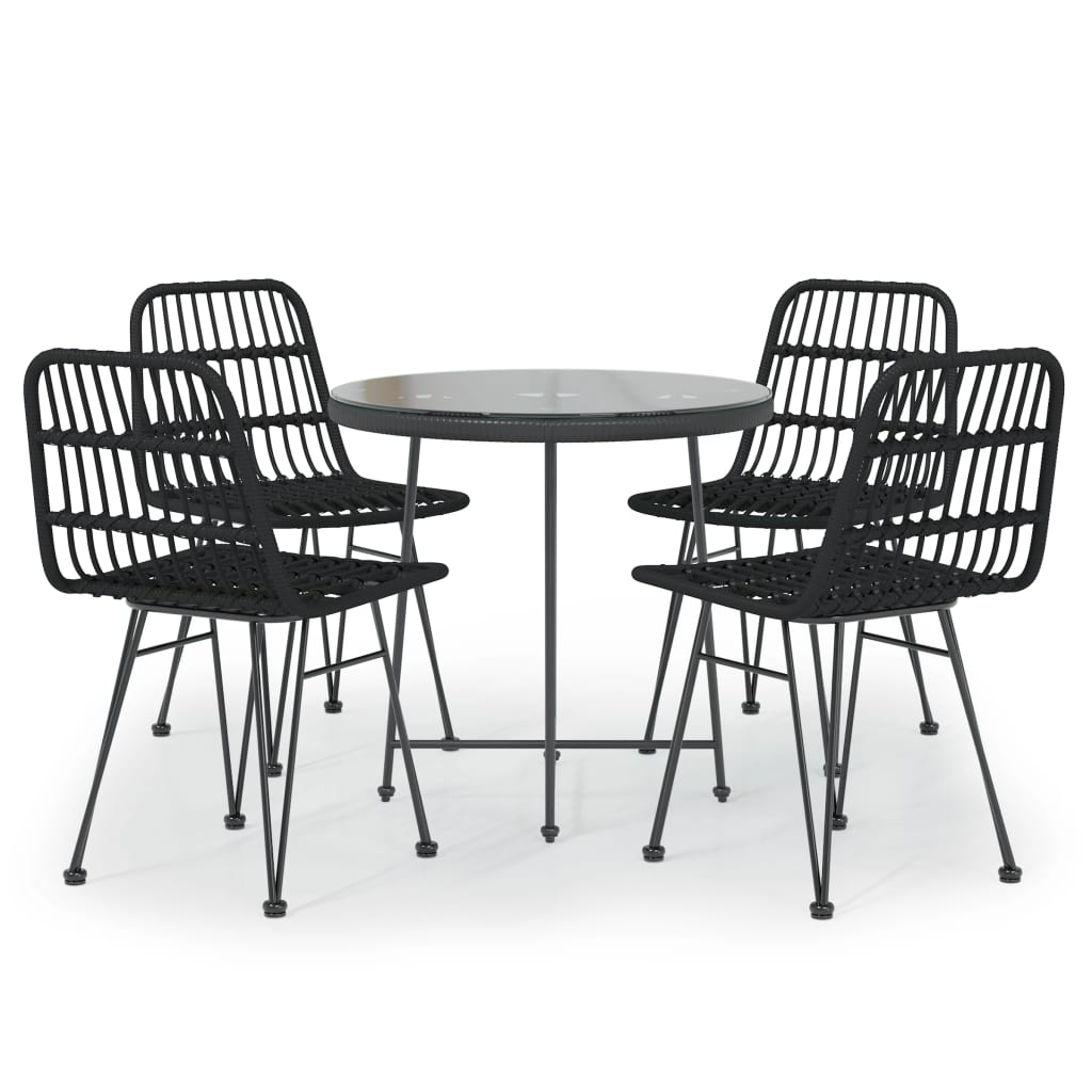 Garden Dining Set Black Steel Medium Durable Garden Dining Set