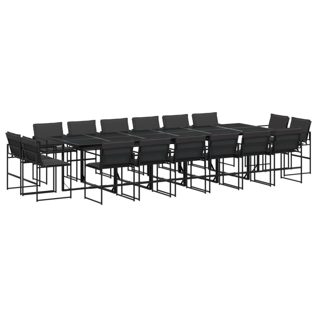 Garden Dining Set Black Textilene fabric Large Foldable