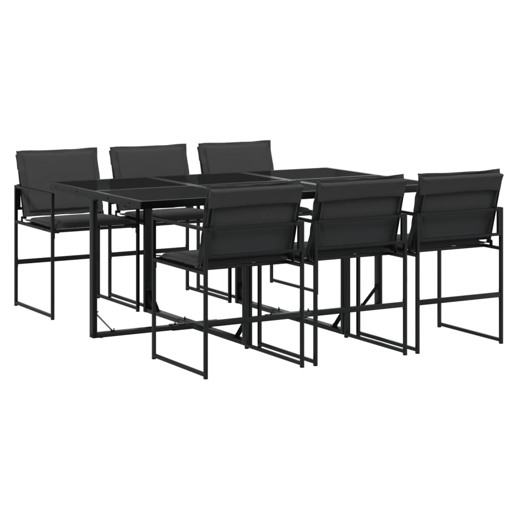 Garden Dining Set Black Textilene fabric