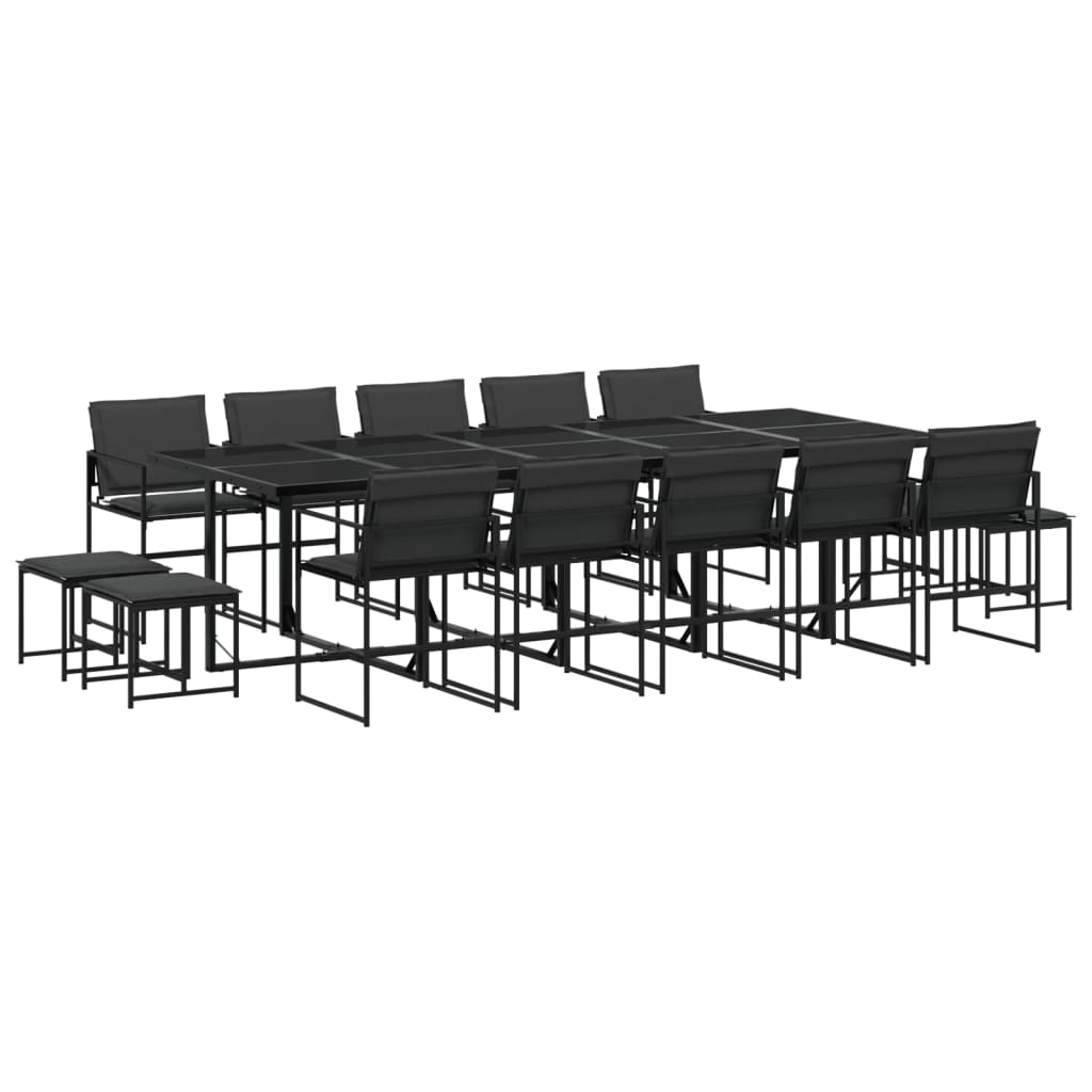 Garden Dining Set Black,String,Dark gray