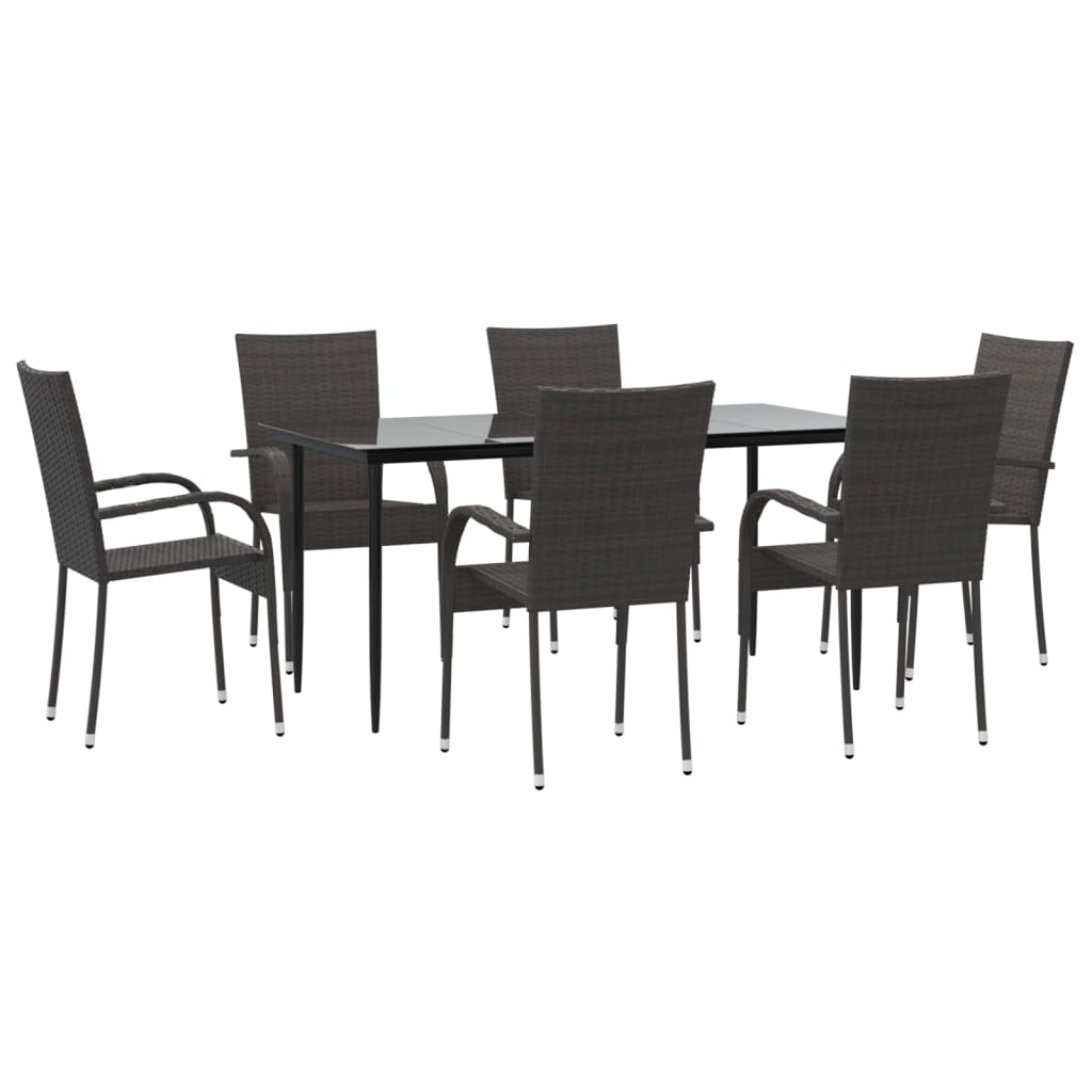 Garden Dining Set Brown