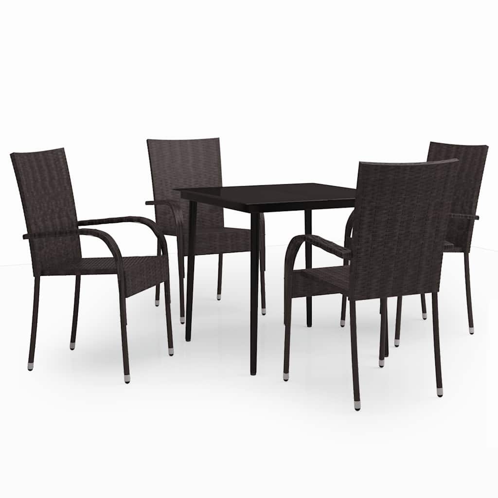 Garden Dining Set Brown and Black