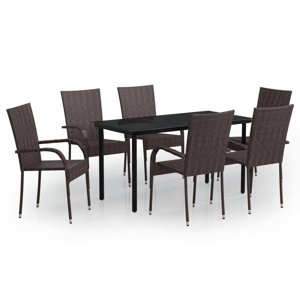 Garden Dining Set Brown and Black