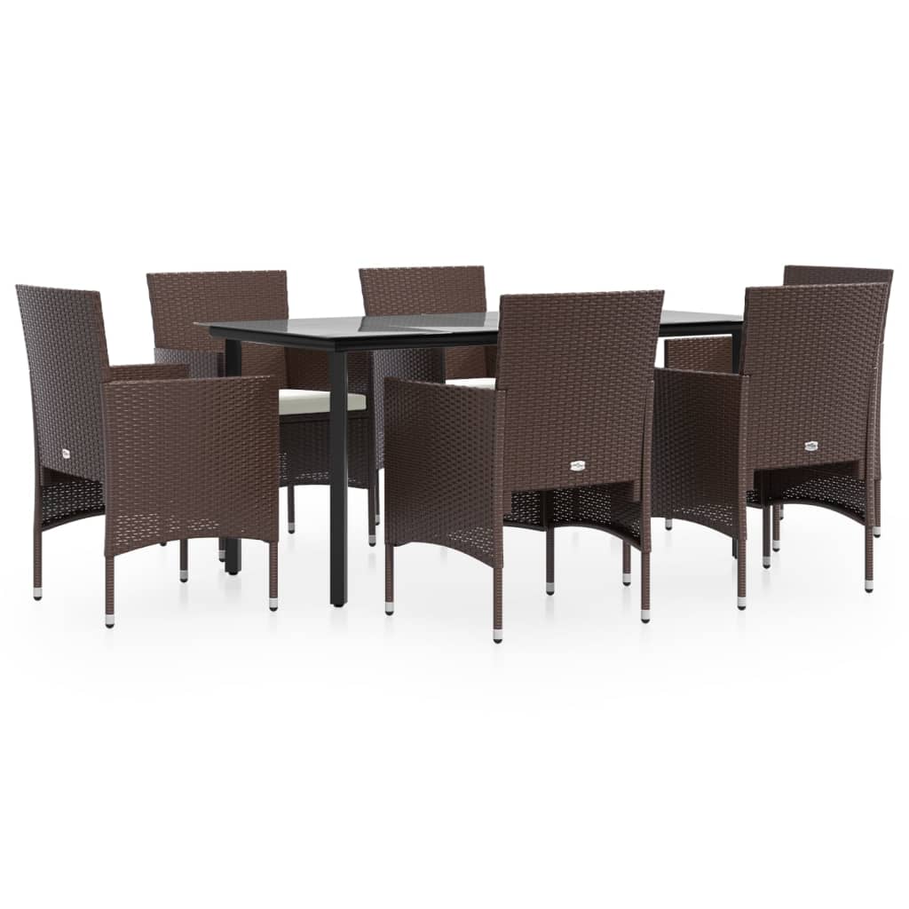 Garden Dining Set Brown and black