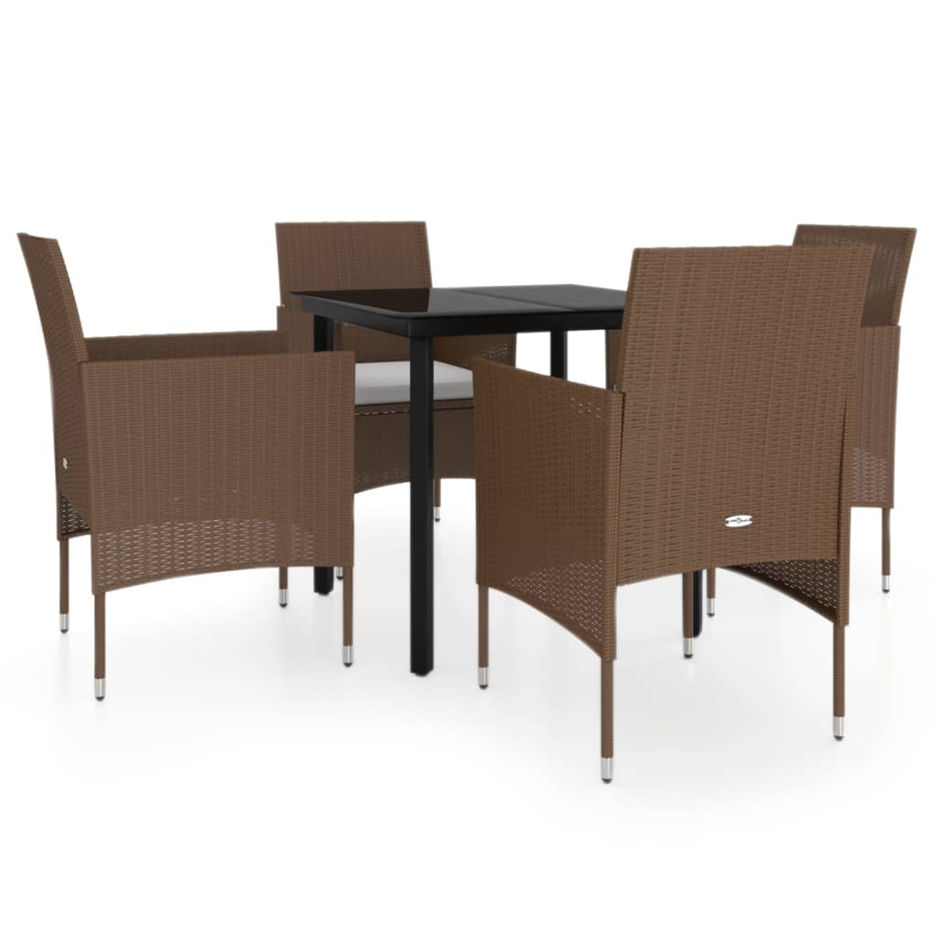 Garden Dining Set Brown and Black