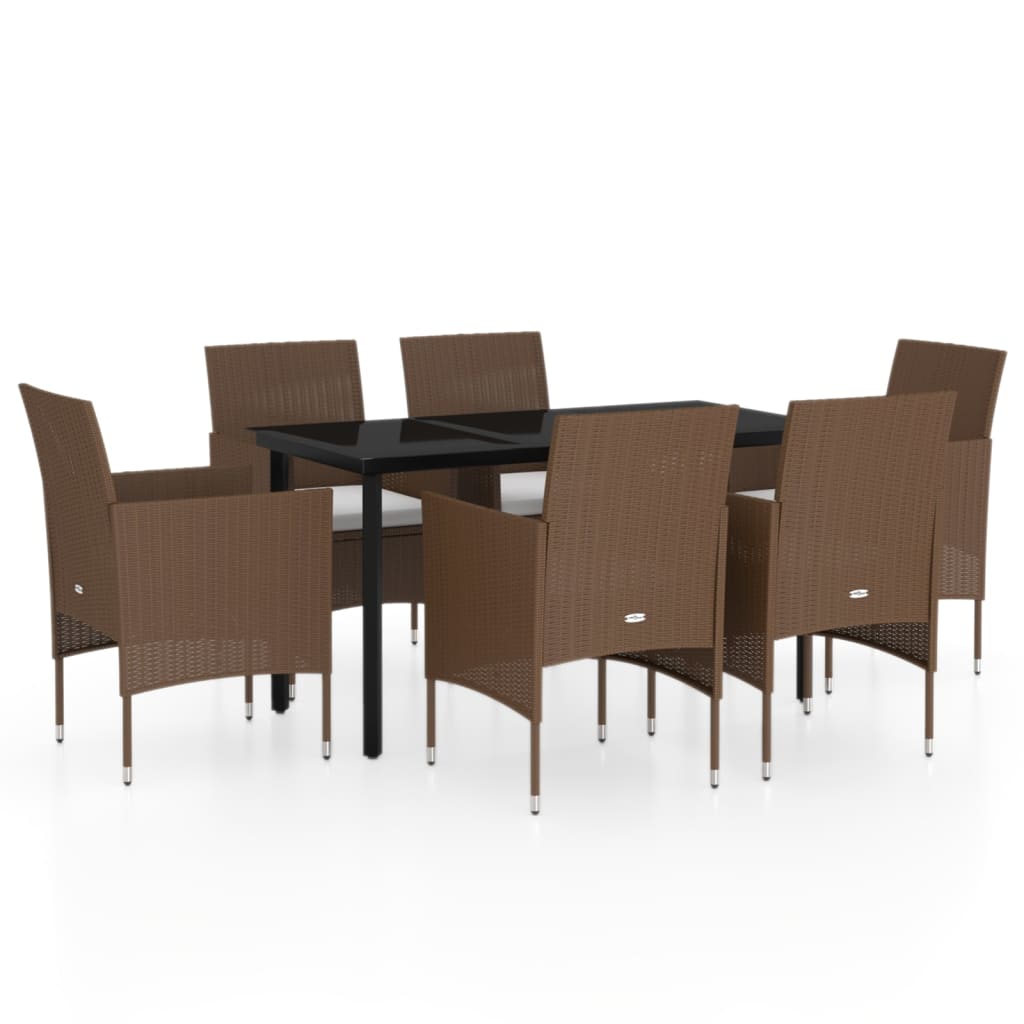 Garden Dining Set Brown and black