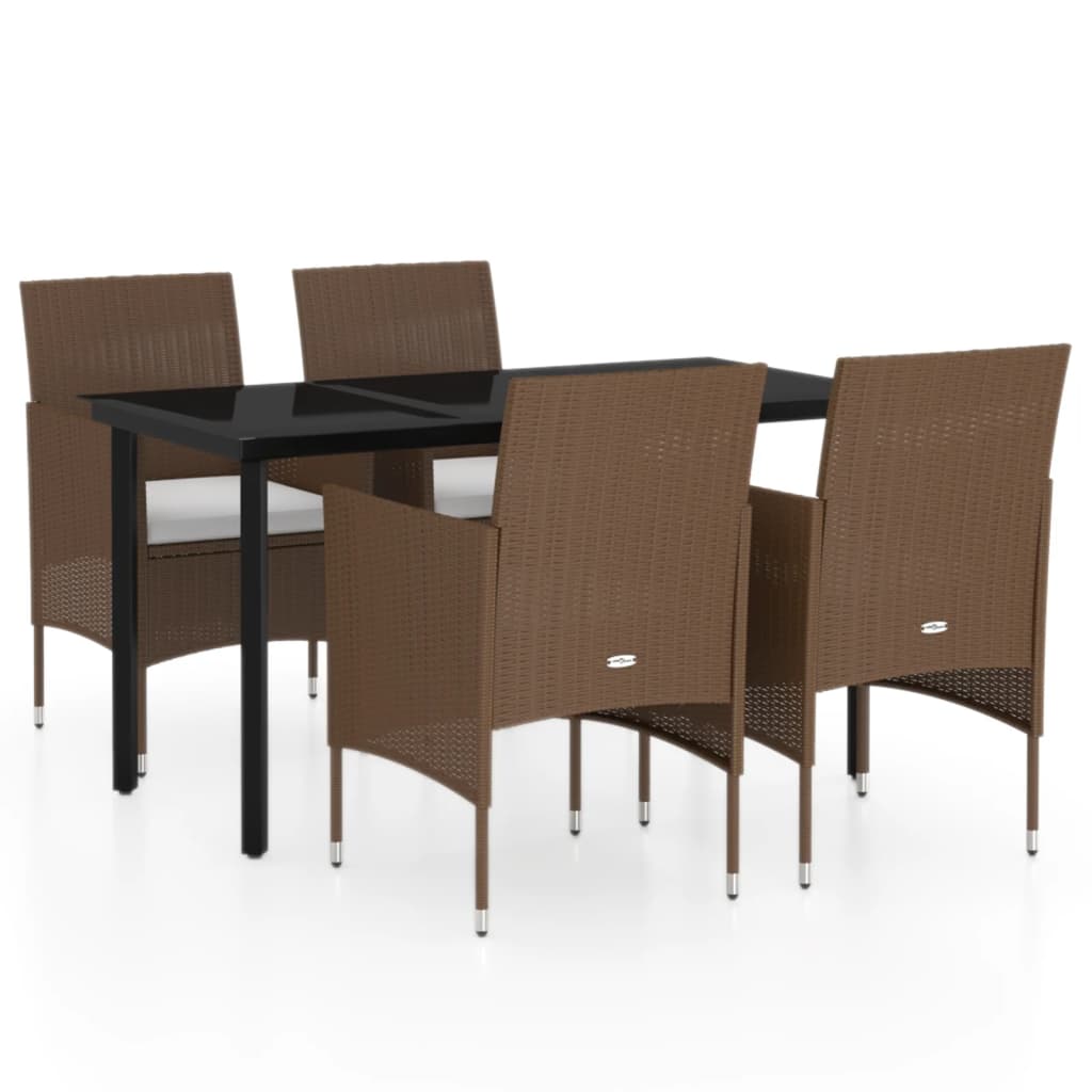 Garden Dining Set Brown and Black