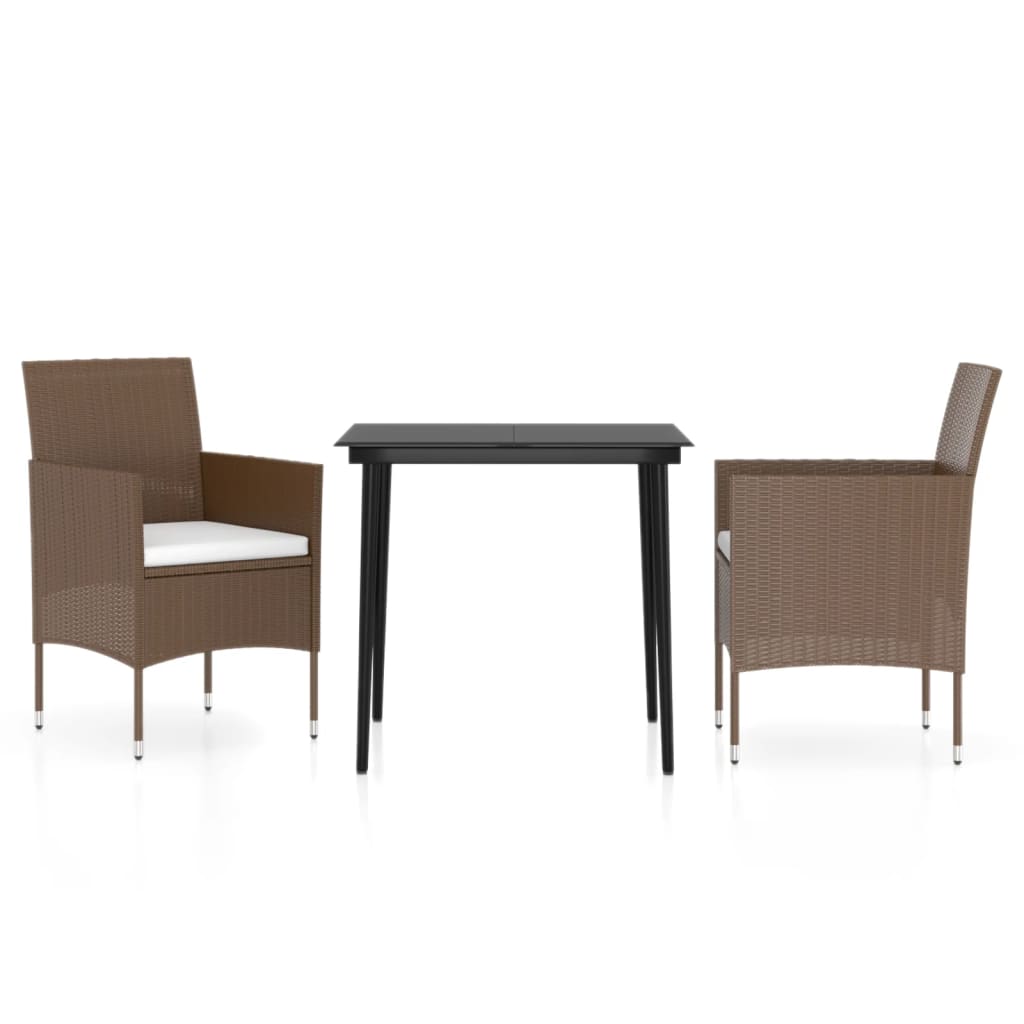Garden Dining Set Brown and black