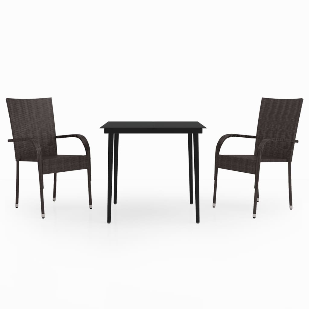 Garden Dining Set Brown and Black