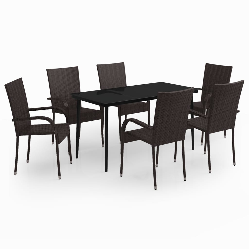 Garden Dining Set Brown and black