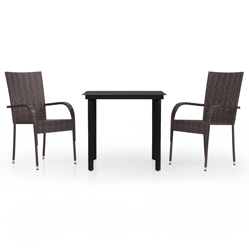 Garden Dining Set Brown and black PE rattan Small Durable