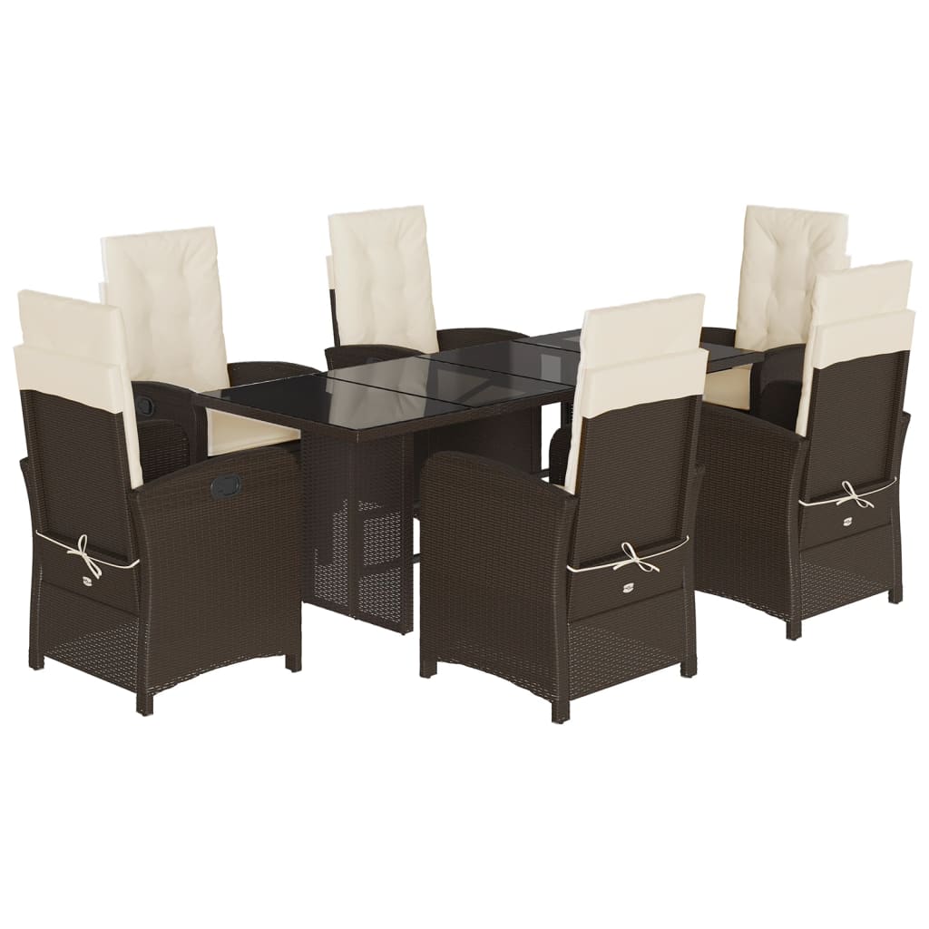 Garden Dining Set Brown and cream white