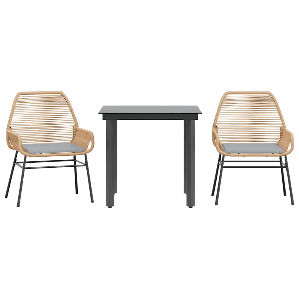 Garden Dining Set Brown and Light Grey PE Rattan