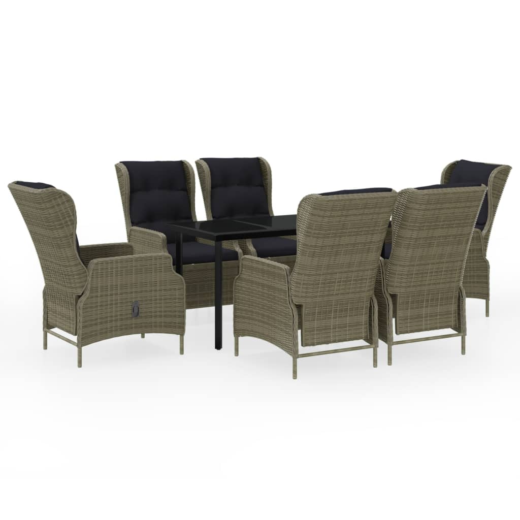 Garden Dining Set Brown, Black