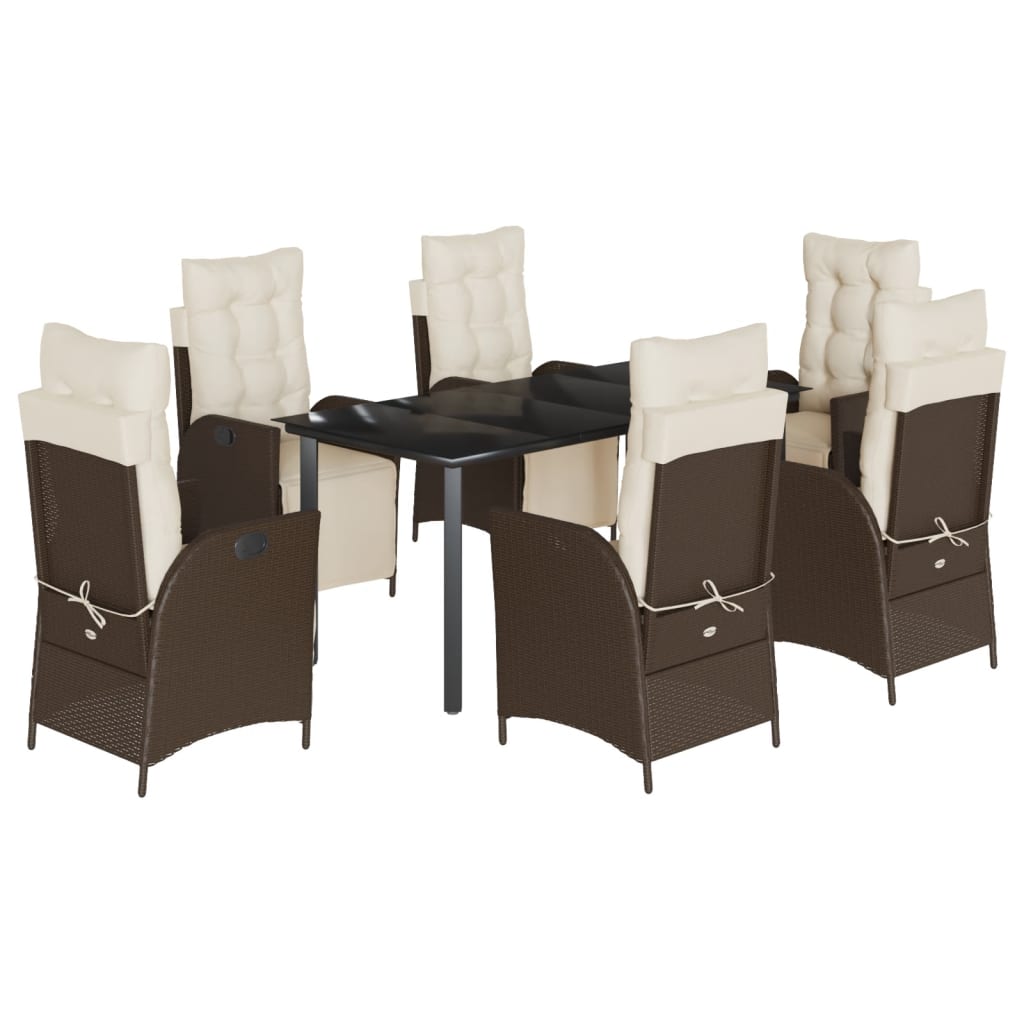 Garden Dining Set Brown, Black, Cream