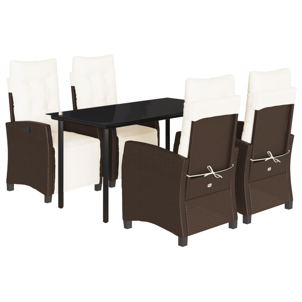 Garden Dining Set Brown, Black, Cream White