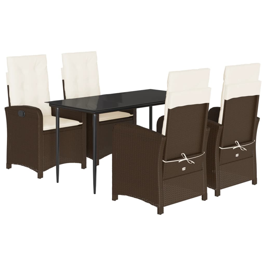 Garden Dining Set Brown, Black, Cream White