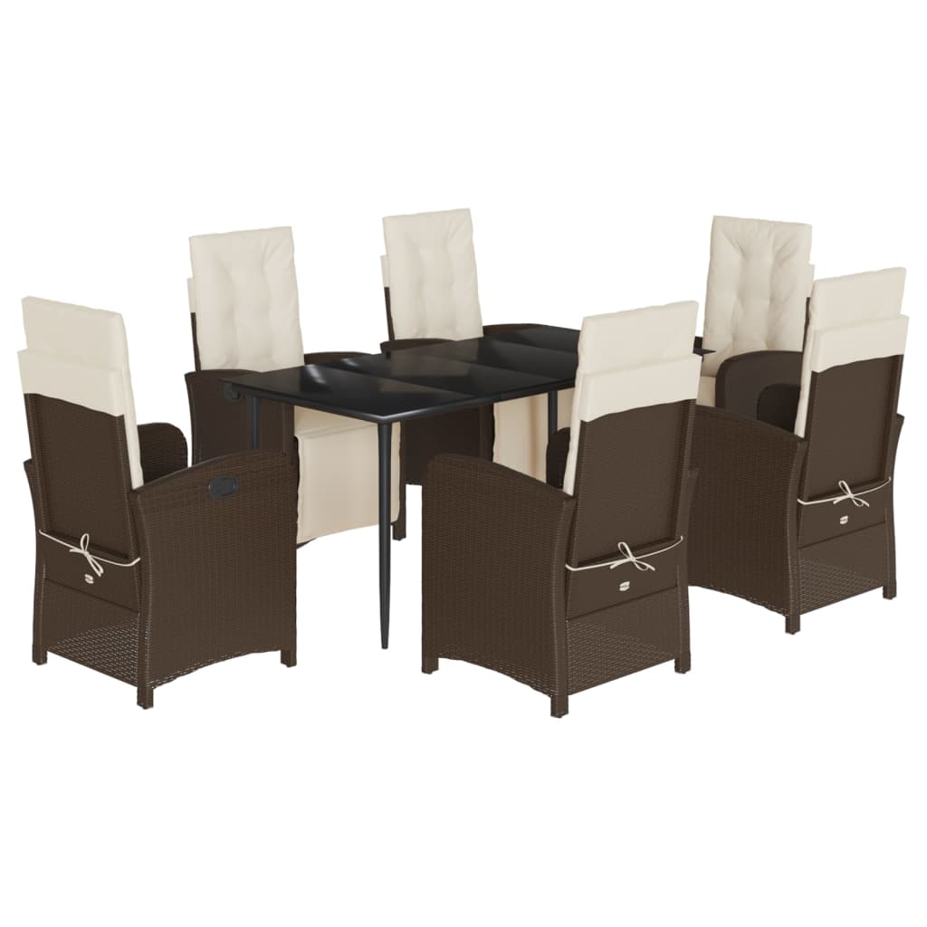 Garden Dining Set Brown, Black, Cream White