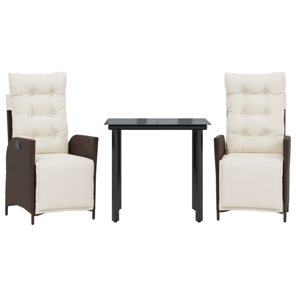 Garden Dining Set Brown, Black, Cream White