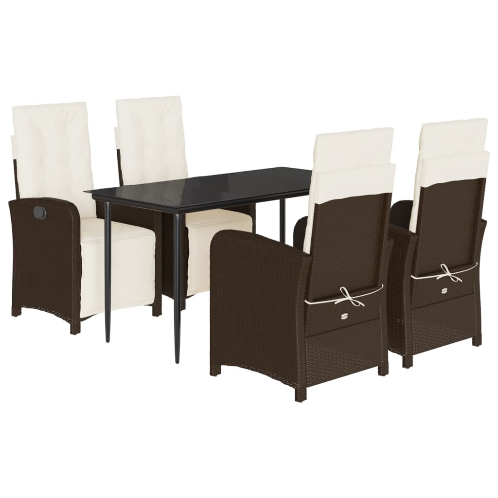 Garden Dining Set Brown, Black, Cream White