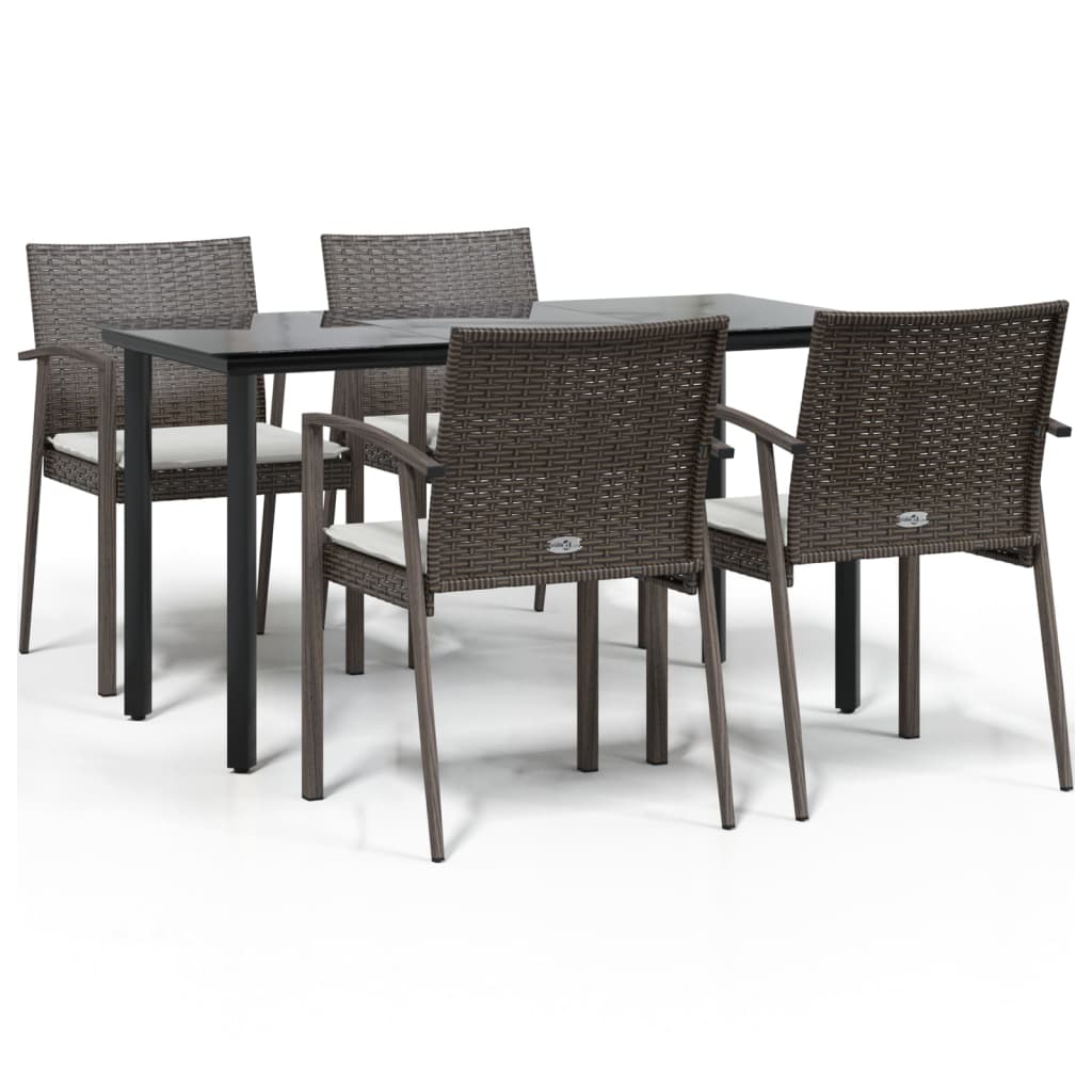 Garden Dining Set Brown, Black, Cream White