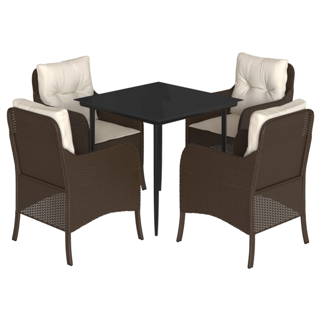 Garden Dining Set Brown, Black, Cream White