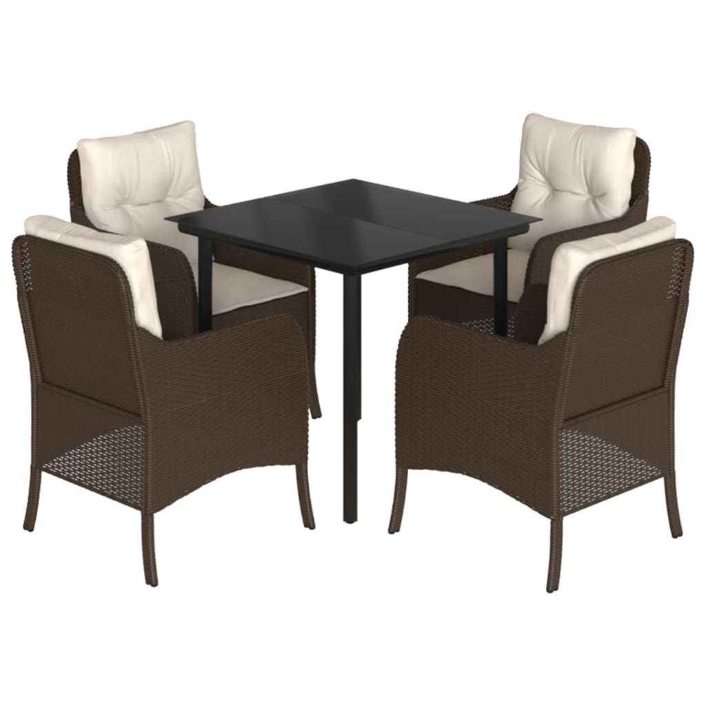 Garden Dining Set Brown, Black, Cream White
