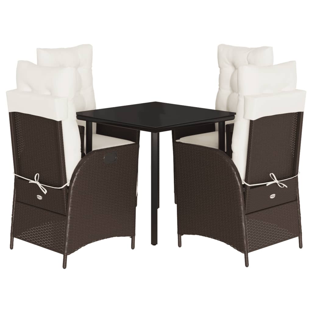 Garden Dining Set Brown, Black, Cream white