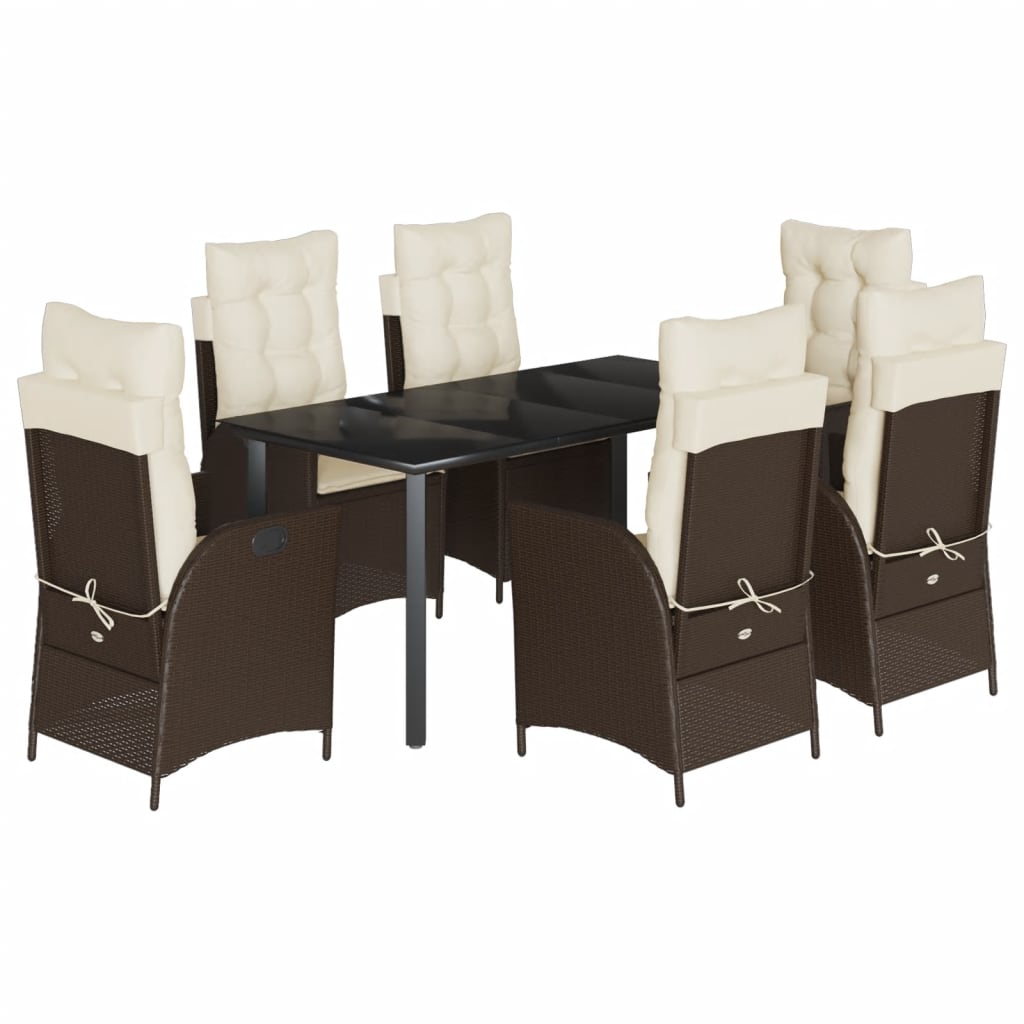 Garden Dining Set Brown, Black, Cream White