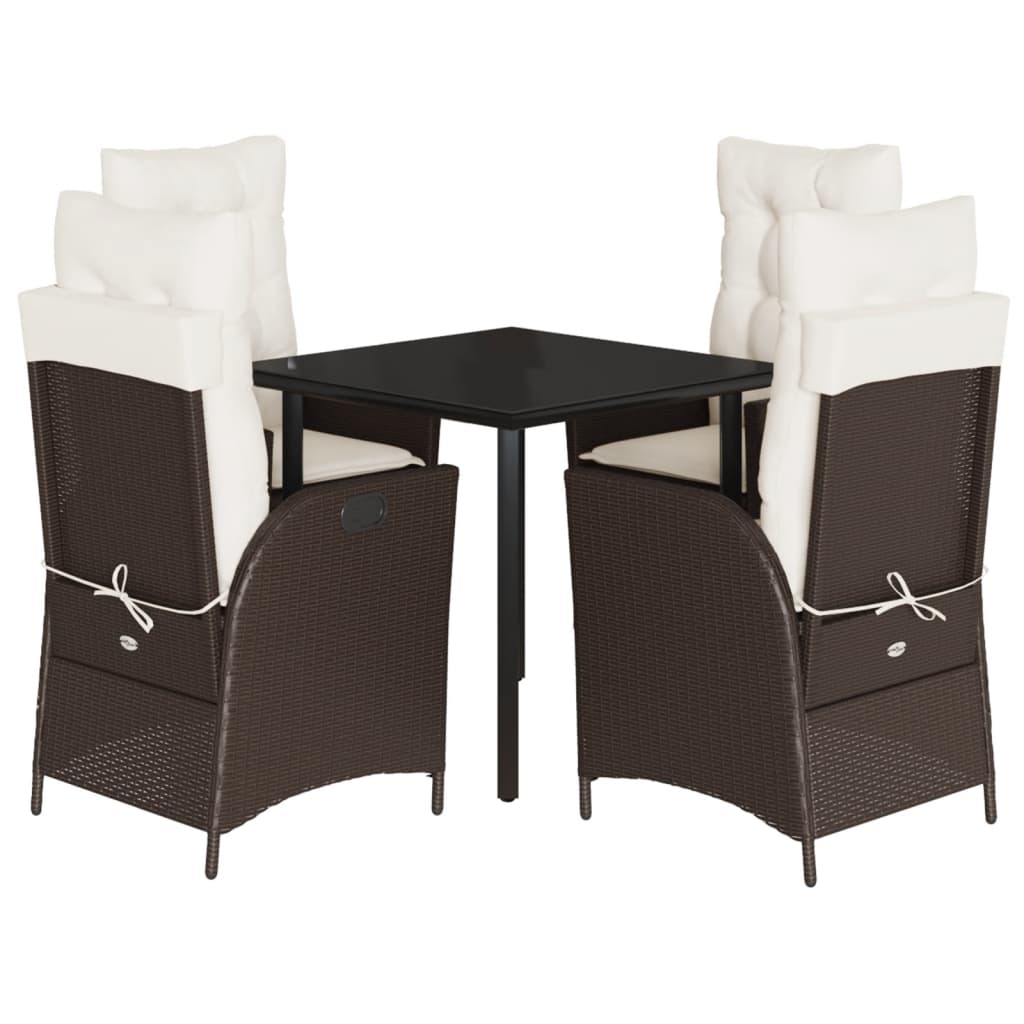 Garden Dining Set Brown, Black, Cream White