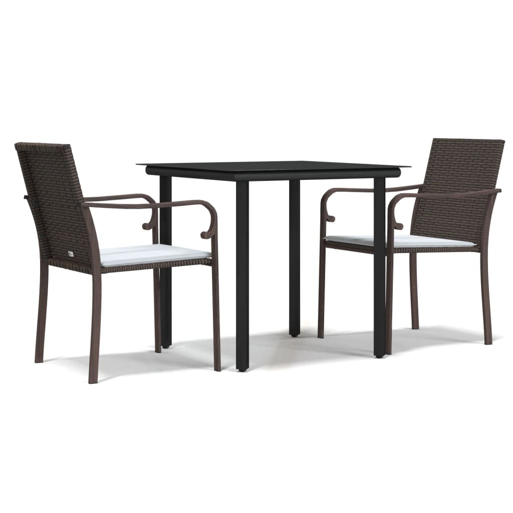 Garden Dining Set Brown, Black, Cream White