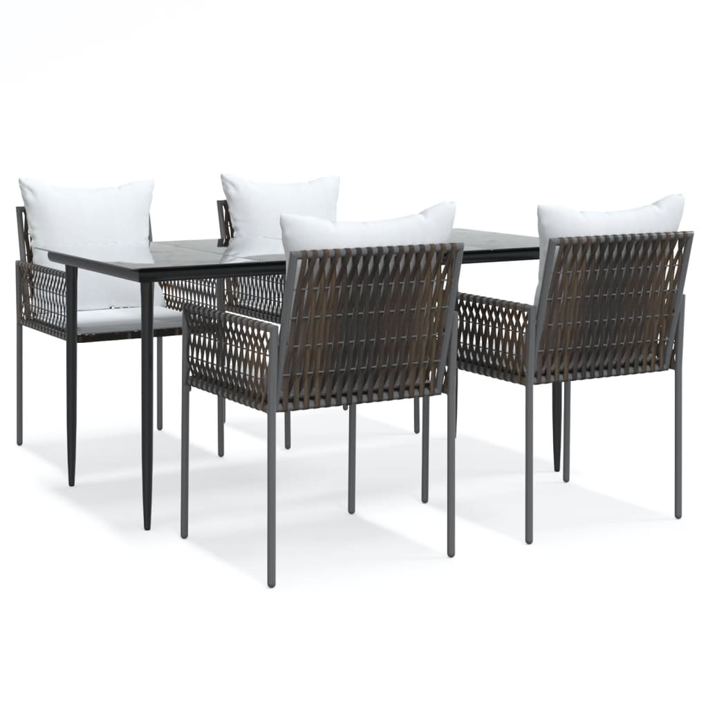 Garden Dining Set Brown, Black, Cream white