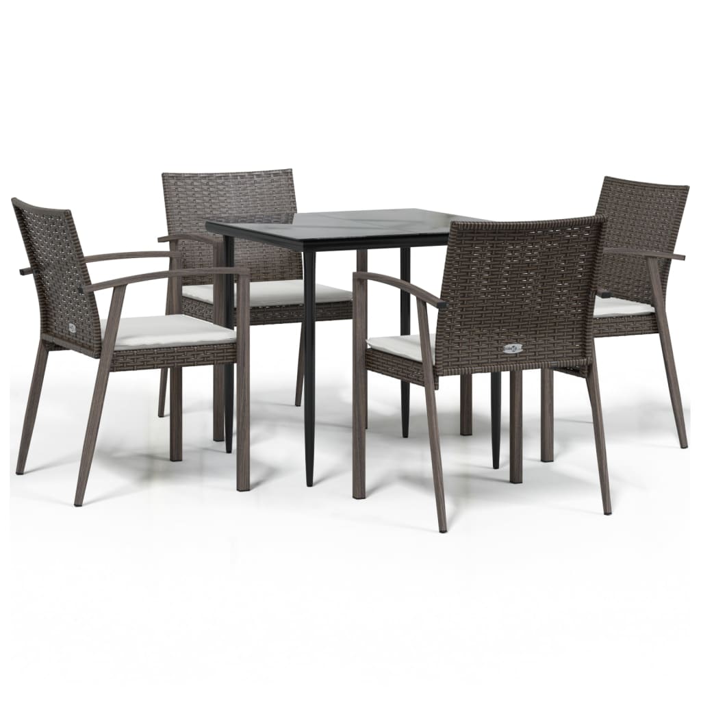 Garden Dining Set Brown, Black, Cream White
