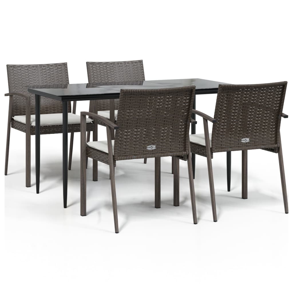 Garden Dining Set Brown, Black, Cream White