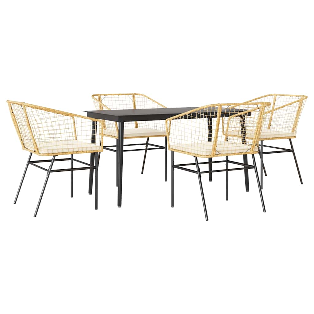 Garden Dining Set Brown, Black, Cream White