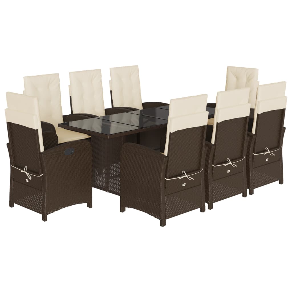 Garden Dining Set Brown, Black, Cream White