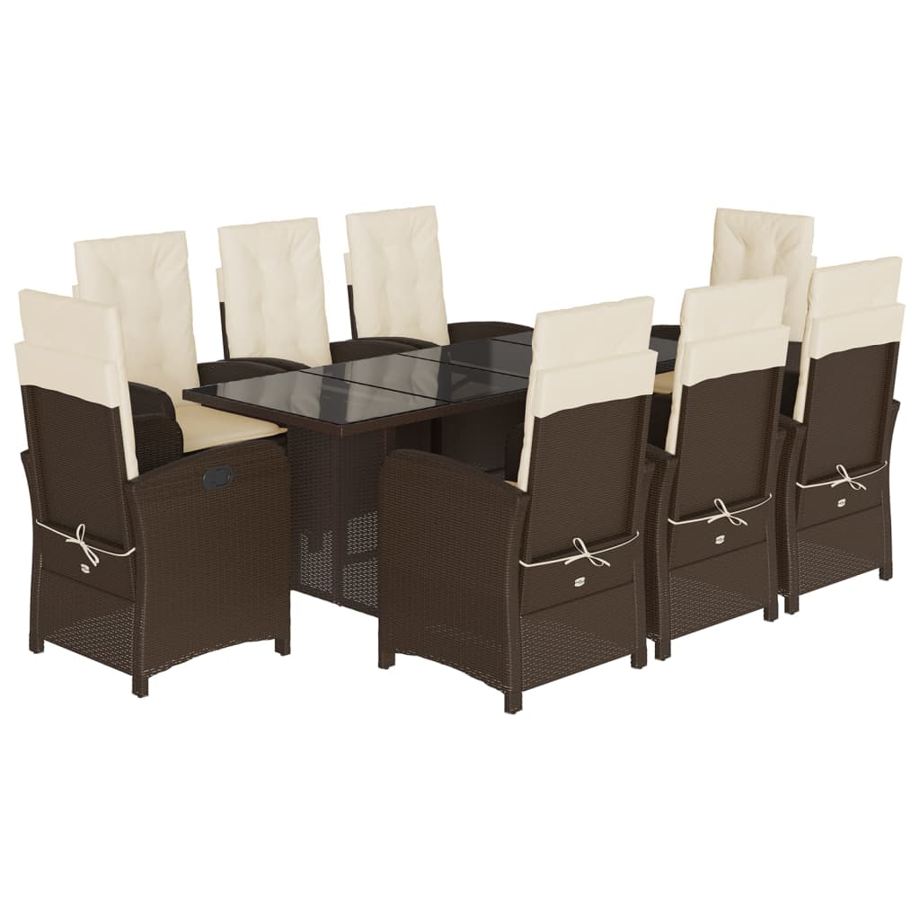 Garden Dining Set Brown, Black, Cream White