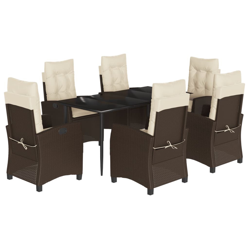 Garden Dining Set Brown, Black, Cream White