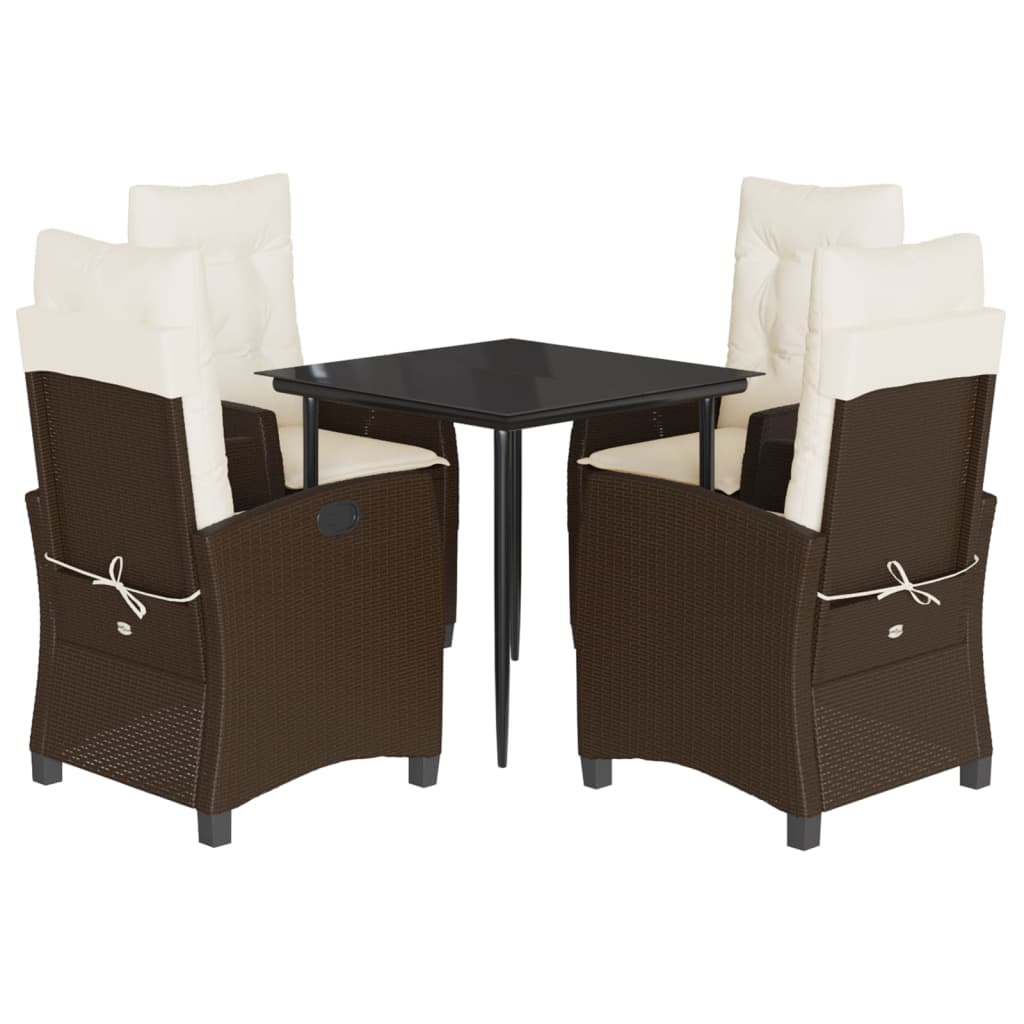 Garden Dining Set Brown, Black, Cream White