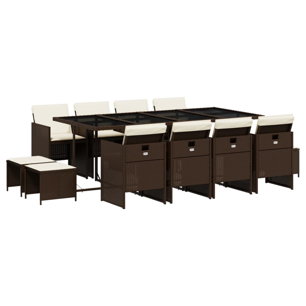 Garden Dining Set Brown, Black, Cream White