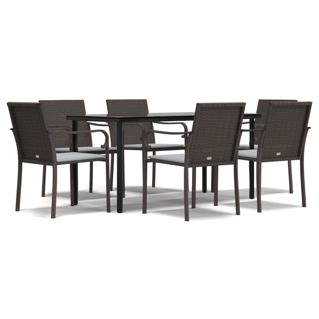 Garden Dining Set Brown (chair), Black (table), Cream white (cushion)