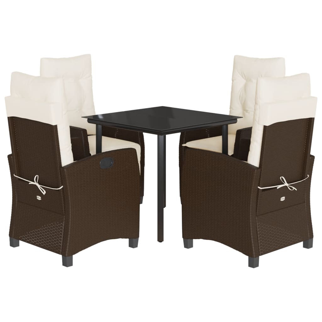 Garden Dining Set Brown, Cream