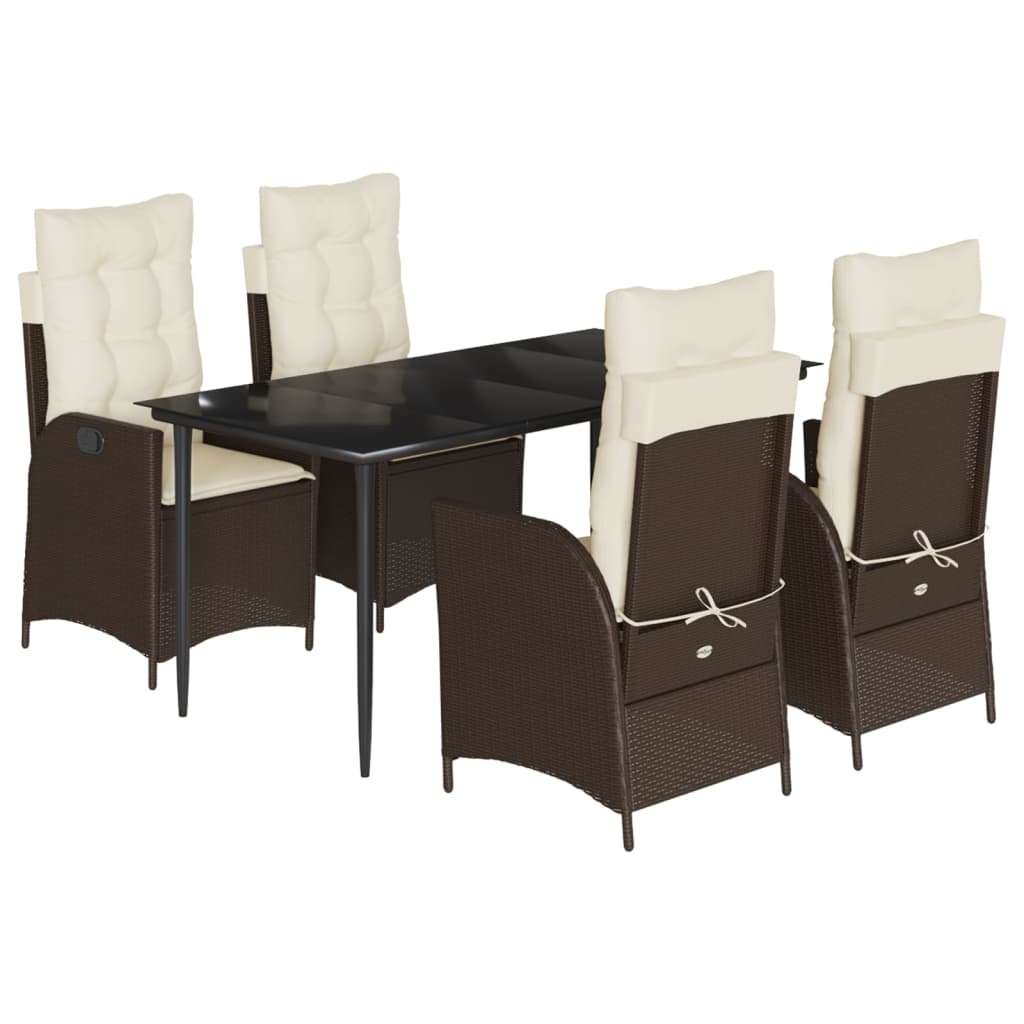 Garden Dining Set Brown, Cream