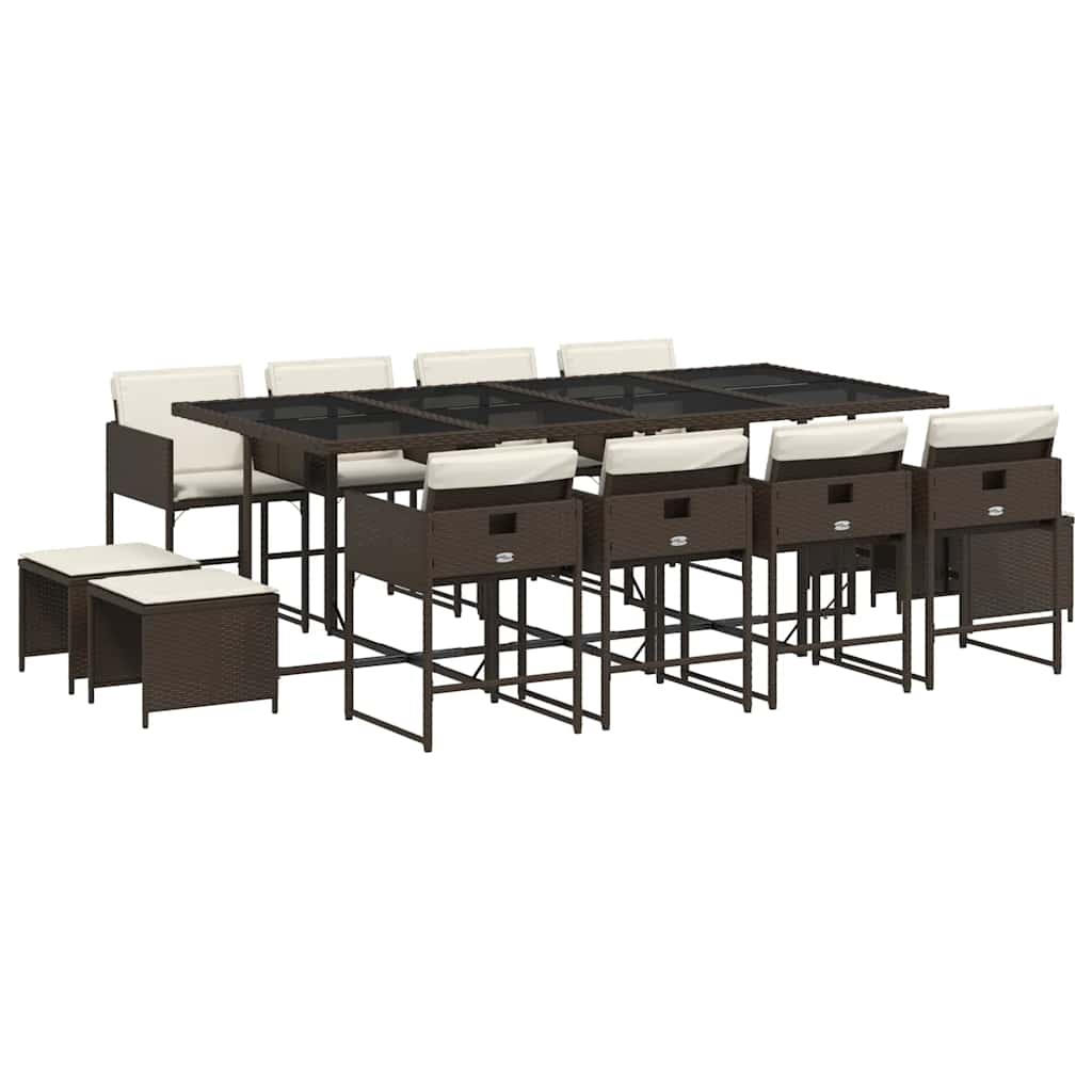 Garden Dining Set Brown, Cream White