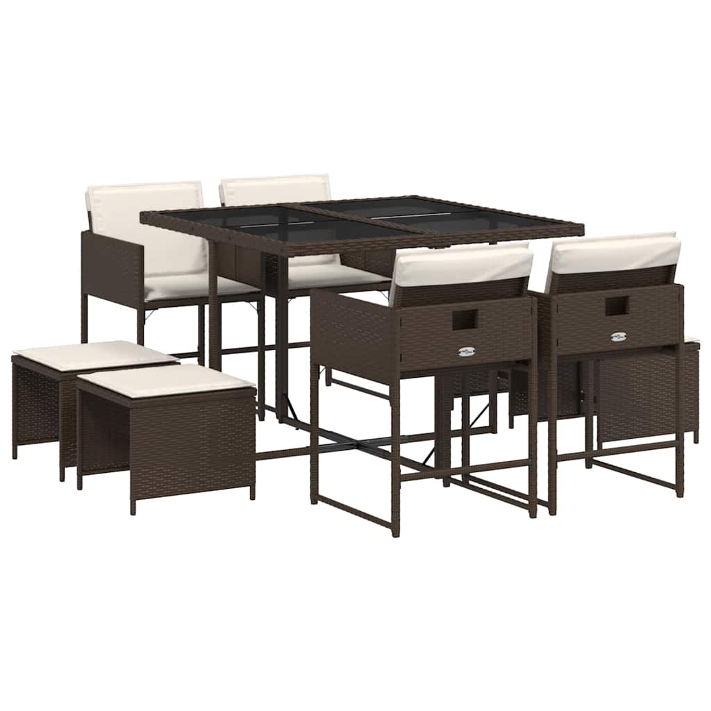 Garden Dining Set Brown, Cream White