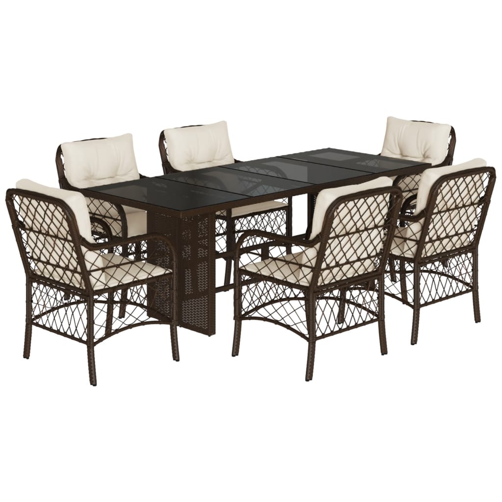 Garden Dining Set Brown, Cream White