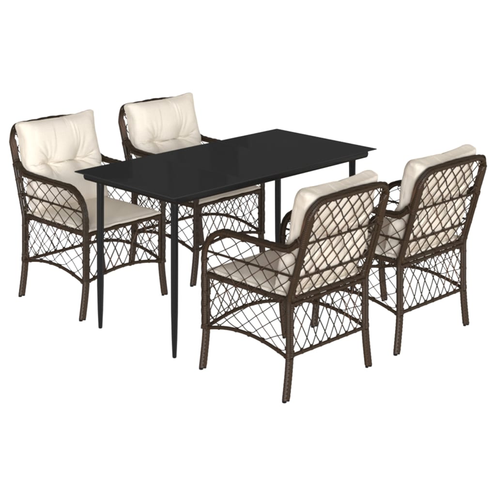 Garden Dining Set Brown, Cream White, Black