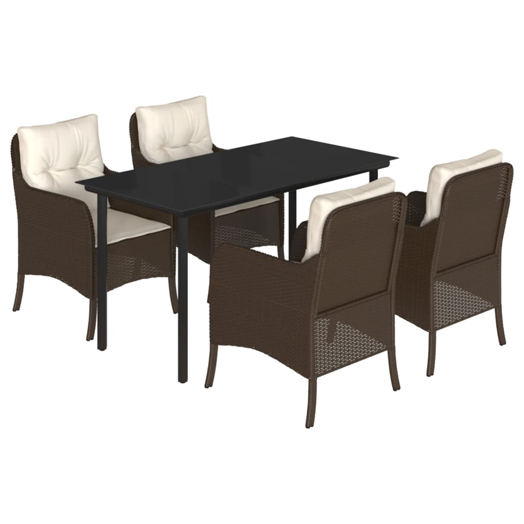 Garden Dining Set Brown, Cream white, Black