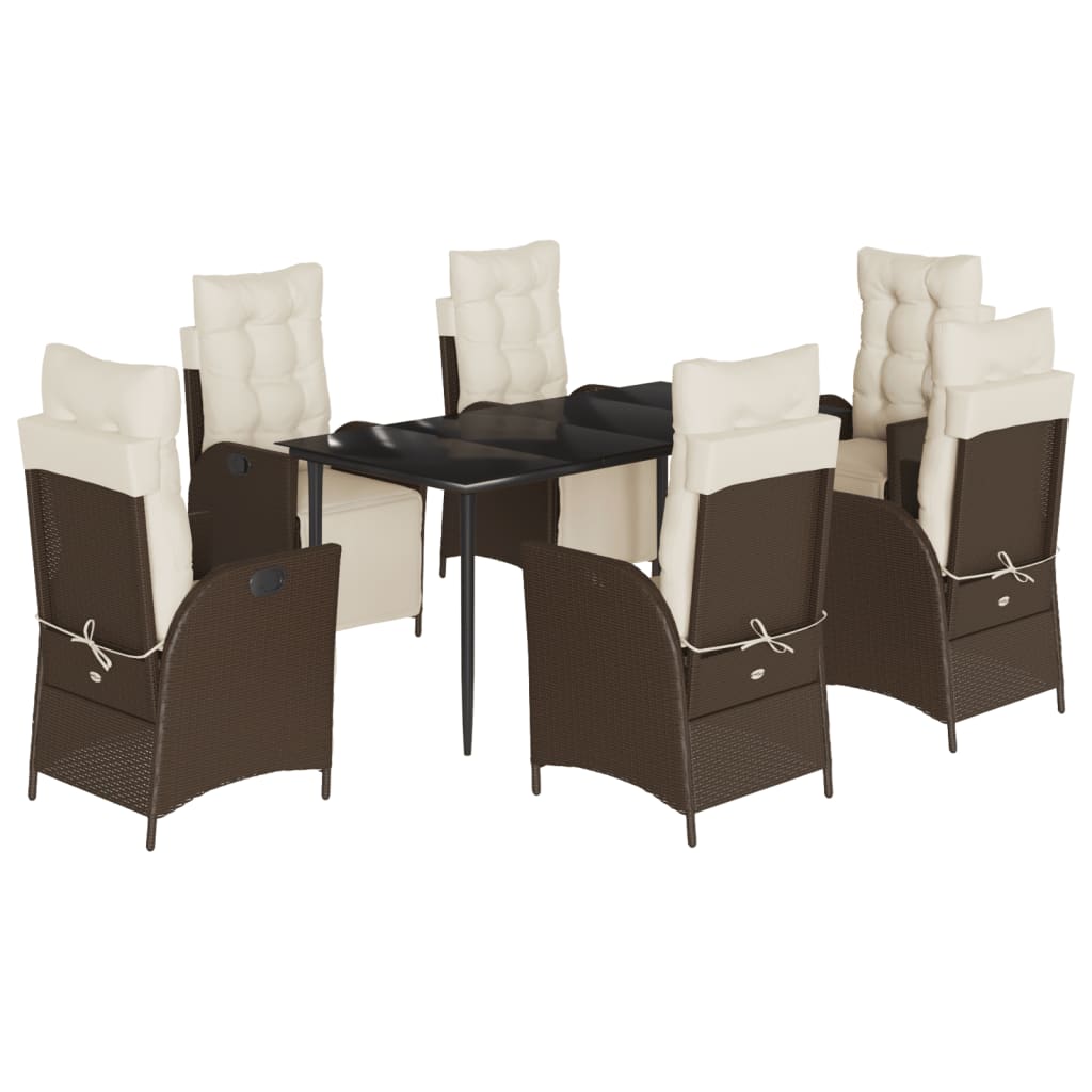 Garden Dining Set Brown, Cream White, Black